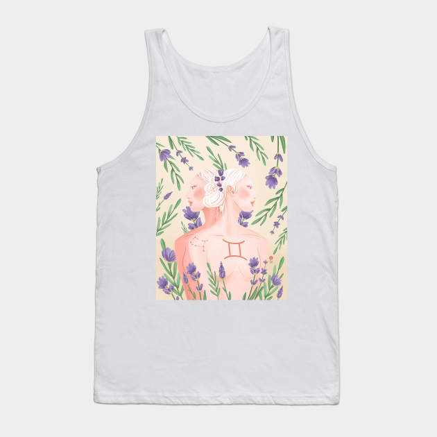 Gemini Zodiac - Cream Tank Top by cindyrosestudio